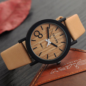 6 Colors Luxury Fashion Quartz Watches Men's Casual Wooden Color Leather Strap Watches Male Wood Wristwatch Relogio Masculino