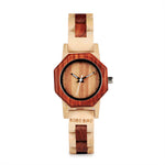 BOBO BIRD WM25M26 Duotone Wooden Quartz Watch For Women Creative Design Octagon Exquisite Watches Gift Box OEM