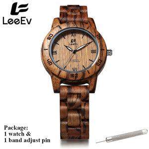 LeeEv Luxury Full Wooden Zebra Watches Man Antique Analog Nature Full Wood Quartz Wristwatch Male Relogio Masculino EV2076