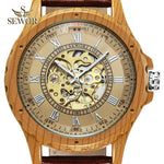SEWOR 2018 Newest Imitation wood metal Dual digital display of men's automatic mechanical watch C328