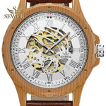 SEWOR 2018 Newest Imitation wood metal Dual digital display of men's automatic mechanical watch C337